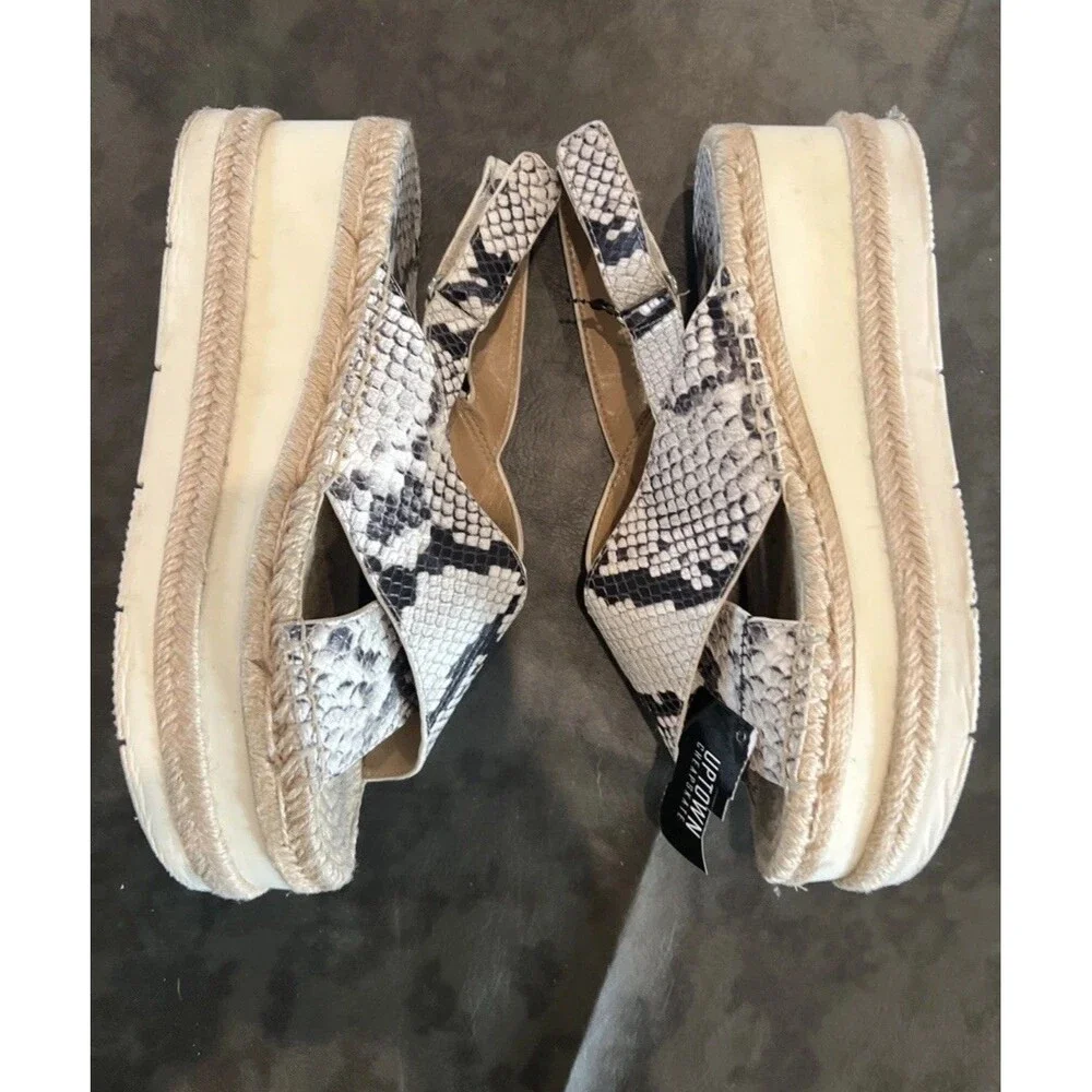 Mark Fisher snake Leather Espadrill Platform sandal Sz8 Y2K Boho Cottage Animal